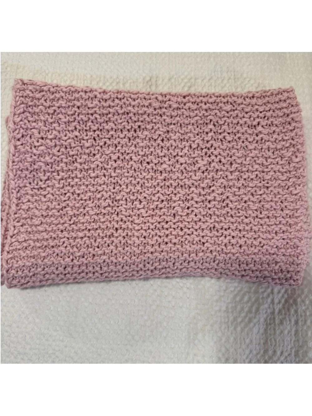 New Hand Knit Pink Eco Organic Cotton Baby Girl Blanket